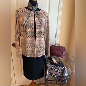 RAOUL Pink Laser cut Leather open blazer cardigan